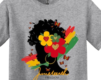 Maglietta Juneteenth Black Woman, maglietta del mese della storia dei neri