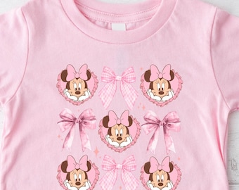 Camisa coqueta de Minnie Mouse, lazos rosas, viaje a Disney
