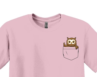Pocket Owl T-Shirt, Animal Graphic Tee