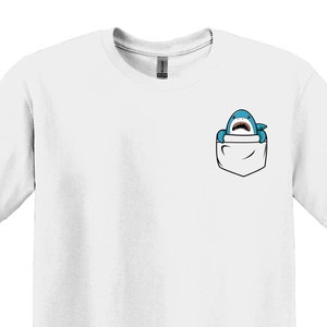 Pocket Shark Shirt, Sharky Birthday Gifts, Gifs for Shark Lovers, Horse Lover Shirt, Shark Shirt,Cute Kids Shirt, Birthday Shirt for Kids