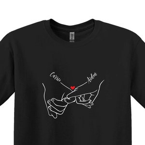 Custom Name Holding Hands Shirt, Personalized Valentine Matching Couple, Matching Couple Outfit, Custom Couple Shirt,Gift for Girlfriend