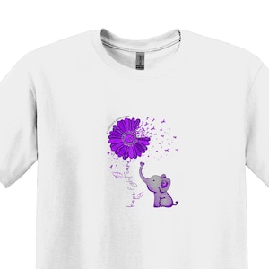 Alzheimers Awareness Shirt, Hope Fight Cure T-shirt, Support Alzherimers Gift, Purple Elephant Tee, Alzheimer&#39;s Shirt, Fight Alzheimer&#39;s Tee
