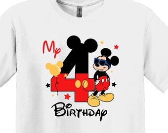 Micky Maus 4.Geburtstag Shirt - Disneyland Trip - Gildan Softstyle