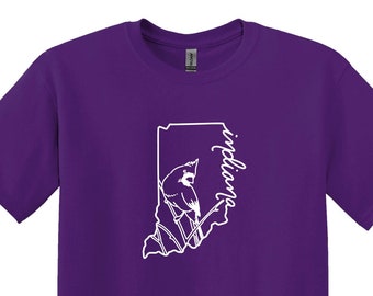 インディアナ州地図シャツ、旅行記念品Tシャツ