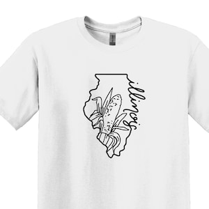 Chemise de l'état de l'Illinois, chemise de l'état de l'Illinois, chemise de voyage, chemise de l'Illinois, cadeau de l'Illinois, cadeaux de voyage de l'Illinois, tee-shirt de carte de l'état de l'Illinois