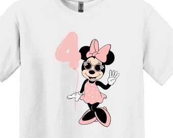 Minnie Maus 4.Geburtstag Shirt, Disneyland Reise T-Shirt