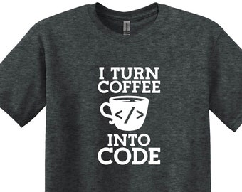 T-shirt Coffee Into Code, cadeau programmeur, nerdshirt