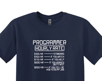 Grappig T-shirt uurtarief programmeur, cadeau coder geek
