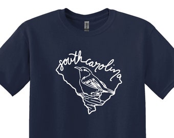 South Carolina State Map Shirt, Bird Graphic Tee