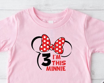 Minnie Mouse 3rd Birthday Shirt, Disneyland Trip
