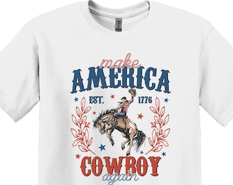 Western Cowboy 4th of July T-Shirt, Independence Day USA