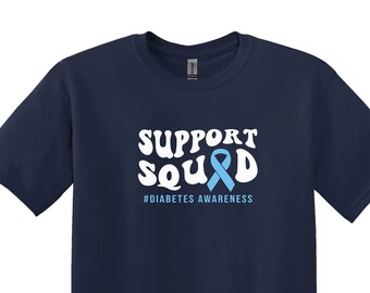 Support Squad Diabetes Awareness T-Shirt, Blue Ribbon Shirt