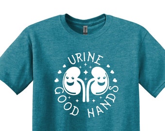 Camiseta de enfermera de diálisis con buenas manos para la orina, humor renal