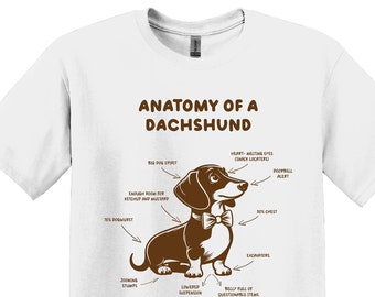 Maglietta con l'anatomia di un bassotto, regalo per gli amanti dei cani