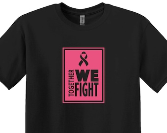 Camiseta "Juntos luchamos contra el cáncer", camiseta con lazo rosa