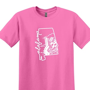 Chemise d'état d'Alabama, chemise d'état d'Alabama, chemise de voyage, cadeau de voyage, chemise d'Alabama, cadeau d'Alabama, cadeaux de voyage d'Alabama, t-shirt de carte d'état d'Alabama