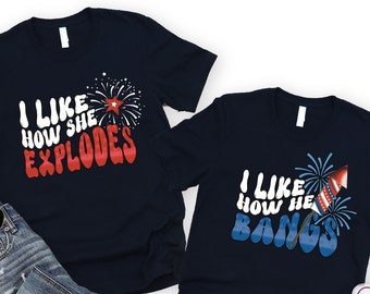 Funny 4th of July Couples Shirts, USA Fireworks Tee