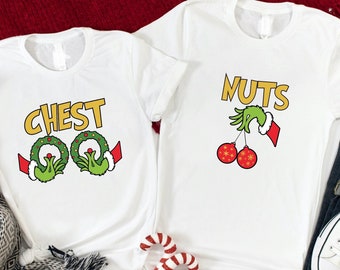 Funny Matching Christmas Couple Shirts, Adult Holiday Tees