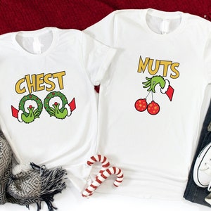 Chest Nuts Couples Matching Shirts, Funny Couple Christmas Shirts, Ugly Christmas Couple Shirts, Christmas Party Shirts, Adult Christmas