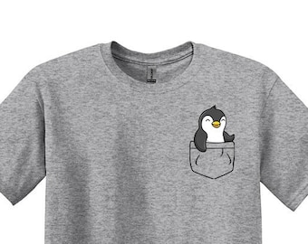 Pocket Penguin T-Shirt, Animal Graphic Tee