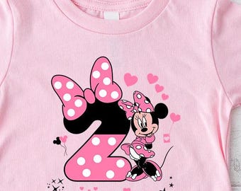 2nd Birthday Girl Minnie Maus Shirt, Disneyland Ausflug