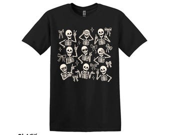 Skeleton T-Shirt, Cute Halloween Shirt, Spooky Skeleton Tee