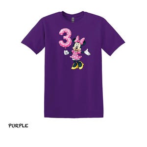 3rd Birthday Minnie Mouse Shirt, Disney Party Tee image 2