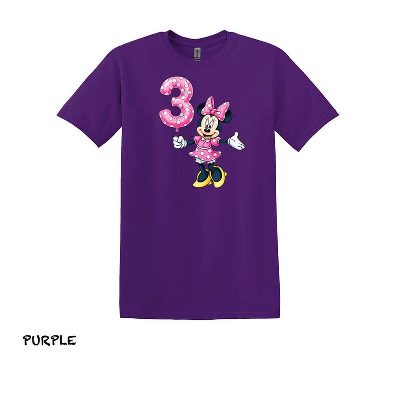 3rd Birthday Minnie Mouse Shirt, Disney Party Tee image 2
