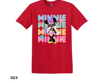 ミニーマウスのサマーバイブス、ミニーシャツ、かわいいミニーシャツ