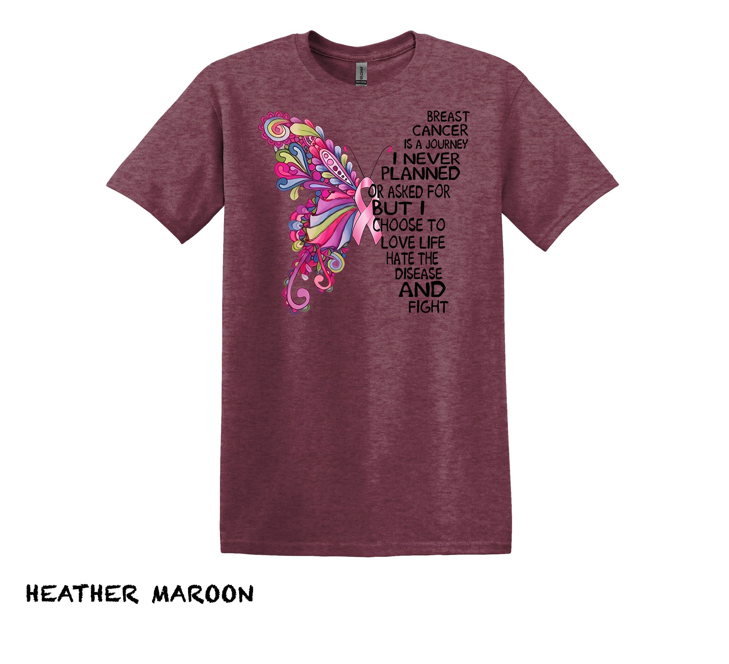 Camicia Consapevolezza Cancro Al Seno Donna, Nastro Rosa E Farfalla, T-shirt Leggera Morbida In Mix Cotone E Spandex, Regalo Di Supporto - 6