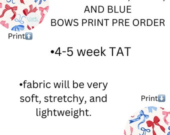 4th of July red white and blue bows print pre order