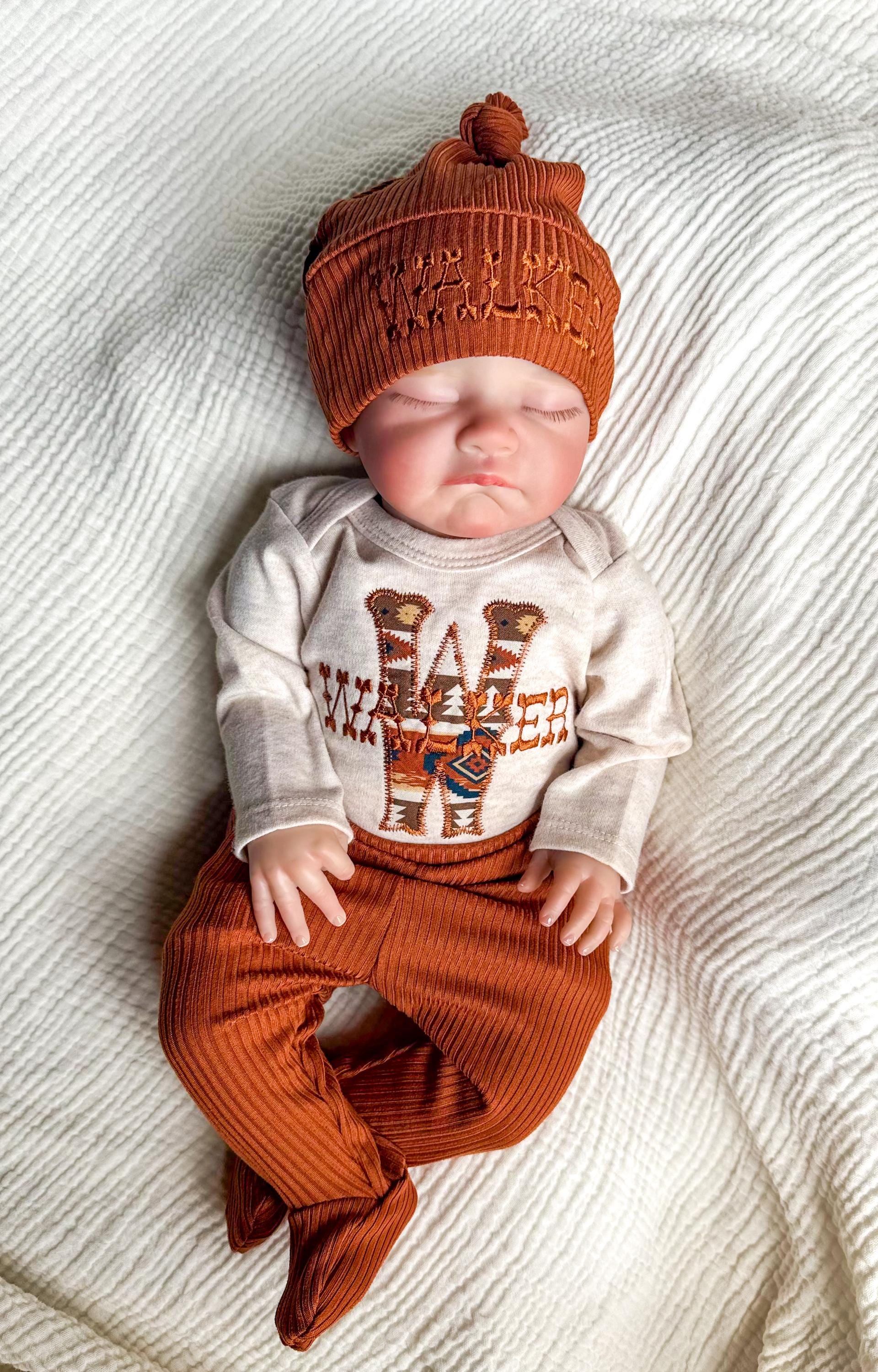 Personalized Western Newborn Outfit | Embroidered Baby Boy Set for Hospital Homecoming | Shower Gift