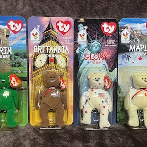 RARE Ty 1999 McDonald&#39;s Beanie Babies Set of 4 Oakbrook, 1993 and other tag/box Errors.