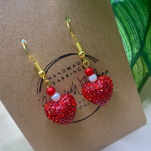 Red Heart Dangle Earrings