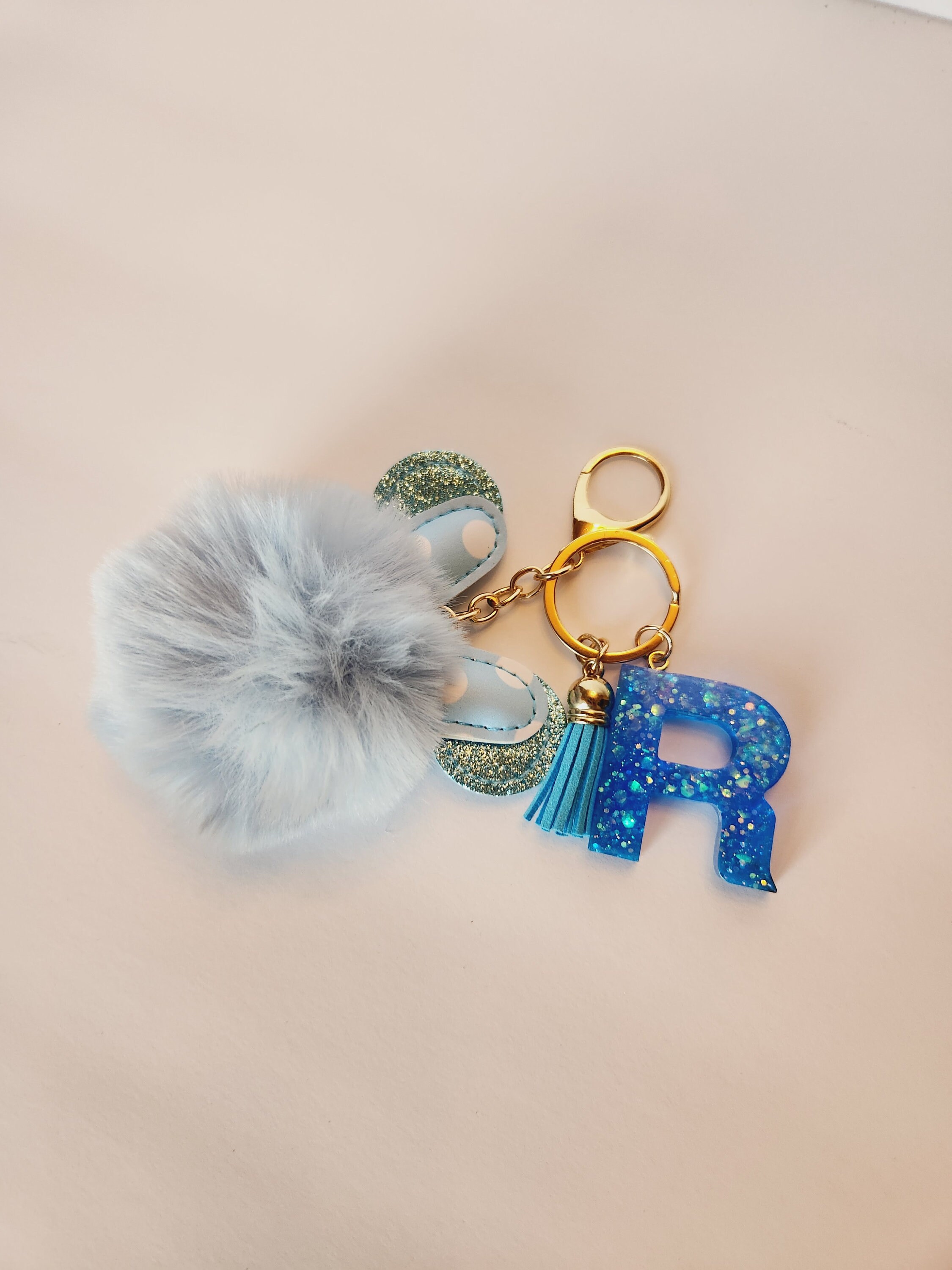 Real Fur Ball PomPom 6Dangle Purse Charm-French Blue w SilverHardware –  SCORE! Team Accessories