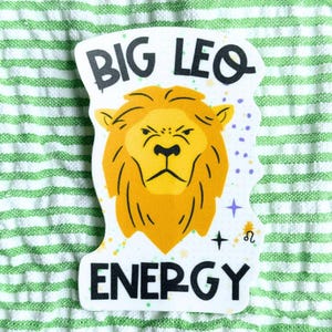 Big Leo Energy Sticker, laptop decals, celebration sticker, planner decor, journal sticker, motivational sticker, water bottle sticker