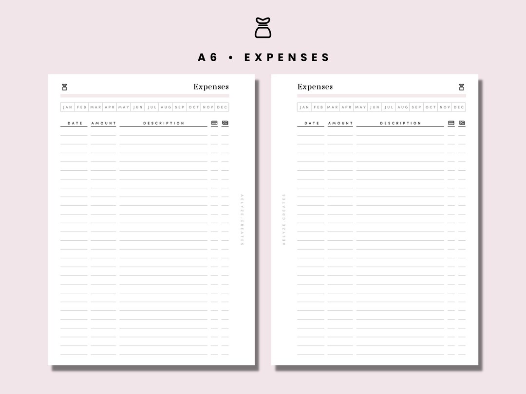 A6 Expenses Tracker Printable Planner Insert / Page - Etsy