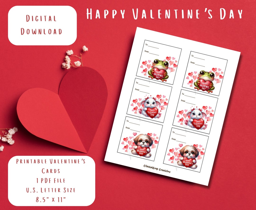 Printable Valentine s Day Cards Printable Valentine Cards Printable Cards For Kids Happy