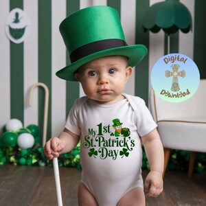 My First St. Patrick&#39;s Day PNG, Lucky Baby St. Paddy&#39;s Shirt Design, Cute Shamrock Clipart, Irish Baby Outfit Digital Download, Lucky Clover