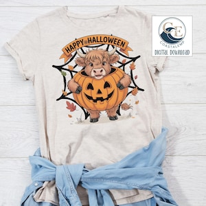 Halloween Highland Cow PNG: Pumpkin Costume, Fall Clipart (Digital Download)