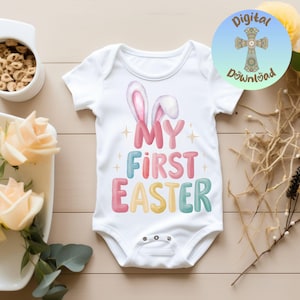 1st Easter PNG, My First Easter Sublimation Design, Cute Bunny Baby Easter Shirt, Trendy Digital Download for Kids, Trendy PNG