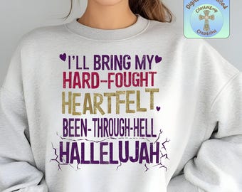 Hallelujah Christian PNG: Distressed Faith Quote, DTF Print (Digital Download)