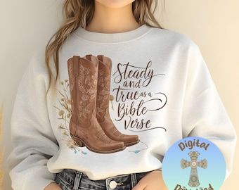 Cowgirl Boots PNG: Christian Western Bible Verse, Sublimation Design (Digital Download)