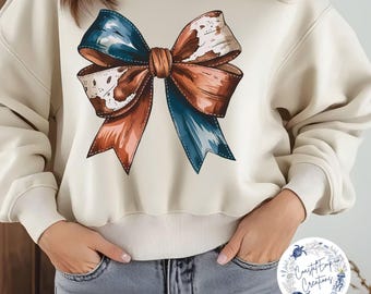 Cowhide Coquette Bow PNG, Western Cowhide Sublimation Clipart, Trendy DIY Digital Download