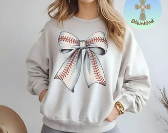 Baseball Bow PNG, Coquette Softball Bow Shirt Design, Trendy Sports Mom Sublimation, Game Day Aesthetic Graphic, Digital Download