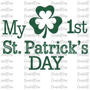 My 1st St. Patrick&#39;s Day PNG, Baby Shamrock Shirt Design, Irish Baby Outfit Clipart, Lucky Clover Digital Download, Shamrock PNG