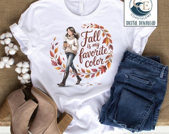Cozy Fall Coffee Clipart PNG: Autumn Sublimation Design (Digital Download)