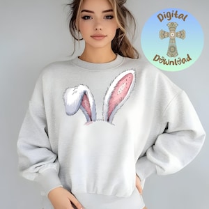 Easter Bunny Ears Clipart PNG: Pastel DIY Stickers (Digital Download)
