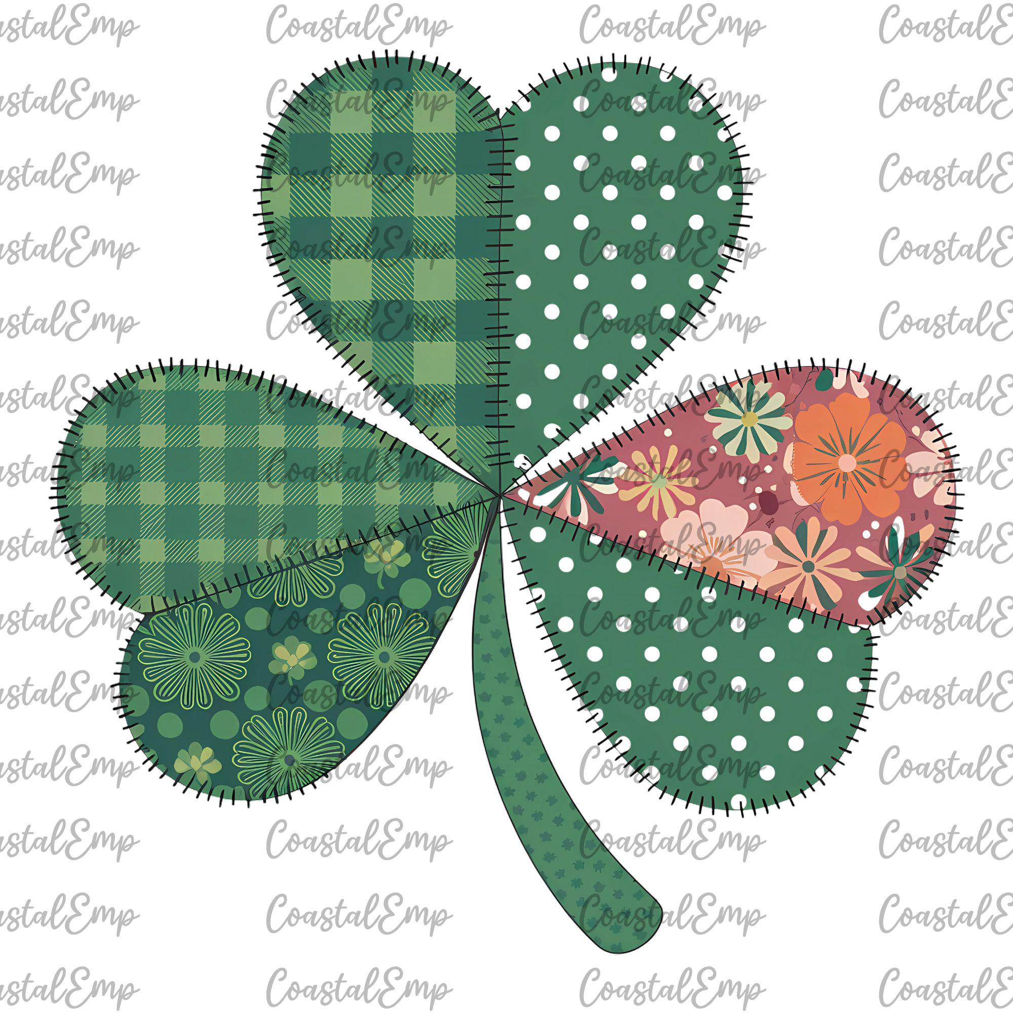 Patchwork Shamrock PNG, St Patrick’s Day Sublimation Design, Clover ...