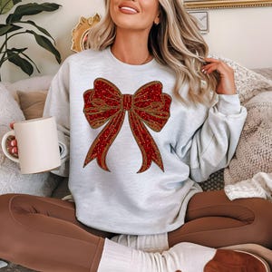 Red Glitter Christmas Bow PNG, Merry Christmas Sublimation, Christmas Glitter Png, Christmas Coquette Bow, Santa Bow Holiday Ribbon